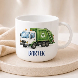 Plastikowy KUBEK z Uchem Prezent dla Chłopca Fana Śmieciarek