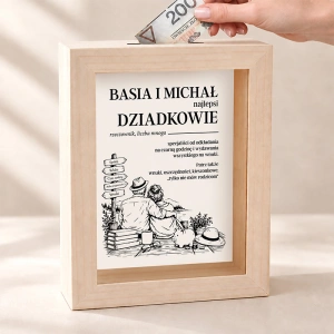 Drewniana SKARBONKA z Definicją Wspólny Prezent dla Dziadków