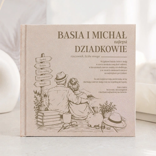 Personalizowana welurowa księga na zdjęcia i wspomnienia dla Babci i Dziadka.
