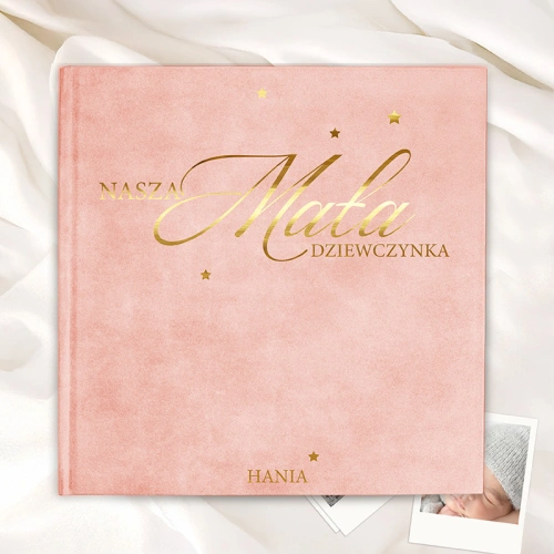 Księga welurowa dla dziewczynki. Księga welurowa na zdjęcia i notatki. Księga na zdjęcia z okazji narodzin dziecka. Księga welurowa prezent dla dziewczynki.