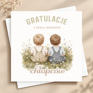 Personalizowana KARTKA Gratulacje z Okazji Narodzin Bliźniaków