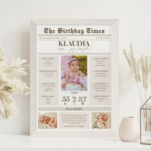 Duży PLAKAT jak Okładka Gazety w Ramie Prezent na Roczek