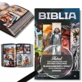 Personalizowana Biblia komiksowa na prezent świąteczny z imieniem dziecka, dedykacją i przykładowymi ilustracjami ze środka książki.