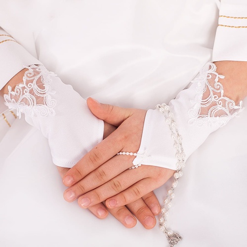 RĘKAWICZKI KOMUNIJNE NA JEDEN PALEC KORONKA