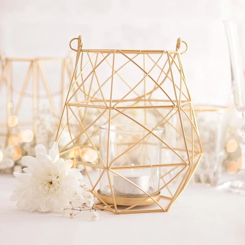 LAMPION do zawieszenia geometryczny złoty śr. 6,5cm