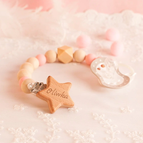 ZAWIESZKA na smoczek jasnoróżowy DLA DZIEWCZYNKI