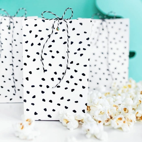 TOREBKI ozdobne na prezenty białe w czarne kropki 6szt