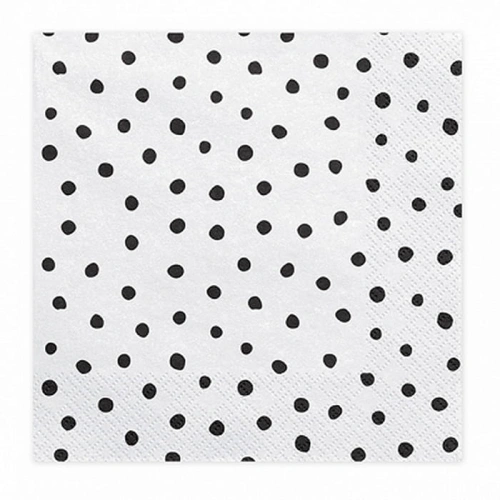 SERWETKI papierowe BIAŁE w kropki 33 x 33 cm 20szt