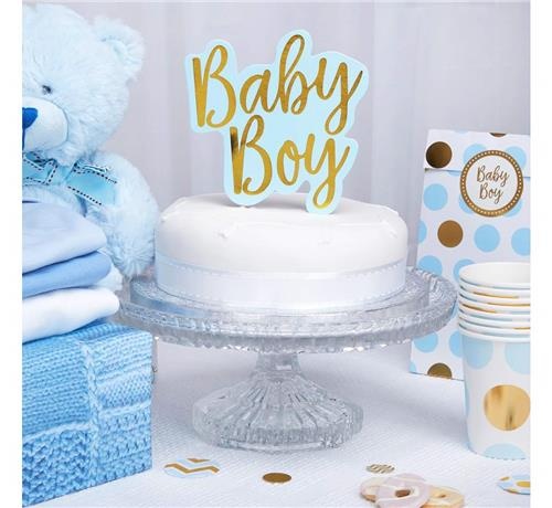 Piker dekoracyjny na tort Baby Boy niebieski