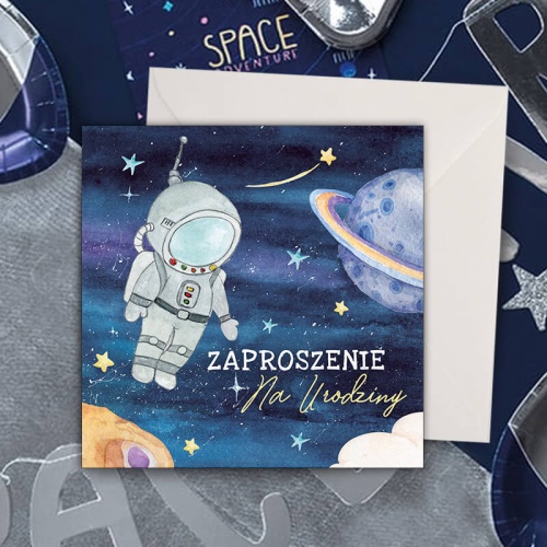 ZAPROSZENIA na Urodzinki Kosmos 10szt +koperty
