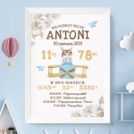 METRYCZKA plakat w ramce dekoracja pokoju dziecka Samolocik A3
