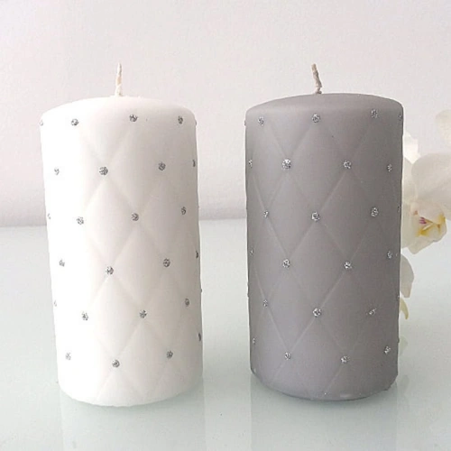 ŚWIECA pieńkowa White Dream 7x13cm BROKACONE CYRKONIE