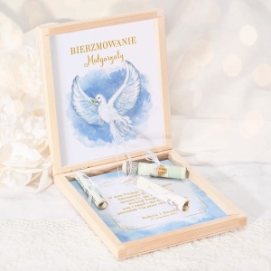 Szkatułka na Pieniądze Prezent z Życzeniami na Bierzmowanie
