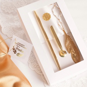 ZESTAW Elegancki Długopis na Pamiątkę Bierzmowania z Piórkiem