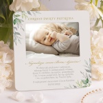 RAMKA NA ZDJĘCIE Pamiątka Chrztu Św. Zielone Listki