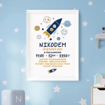 METRYCZKA PLAKAT Prezent Na Roczek Chłopca Kosmiczne Przygody