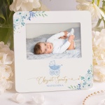 RAMKA na Zdjęcie Pamiątka z Chrztu Dla Chłopca Błękitny Wózek