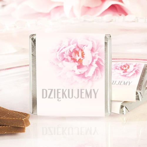 Czekoladka belgijska Piwonia dla gości komunijnych lub na chrzest. Słodkie podziękowanie.