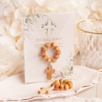 MAŁY RÓŻANIEC drewniany Podziękowanie dla Gości Zielone Listki