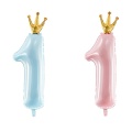 Balon na roczek z koroną błękitny lub jasnoróżowy.