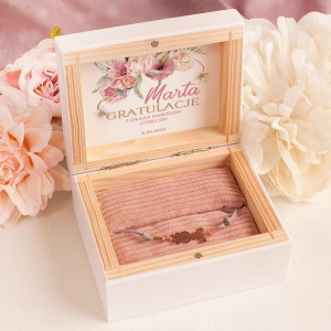 BRANSOLETKA Pozłacana w szkatułce Prezent dla mamy Gratulacje z okazji Narodzin córki