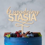 TOPPER drewniany piękna ozdoba na tort dziecka