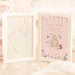 PODZIĘKOWANIE dla Chrzestnych na Chrzest od dziewczynki ramka na odcisk rączki i stópki