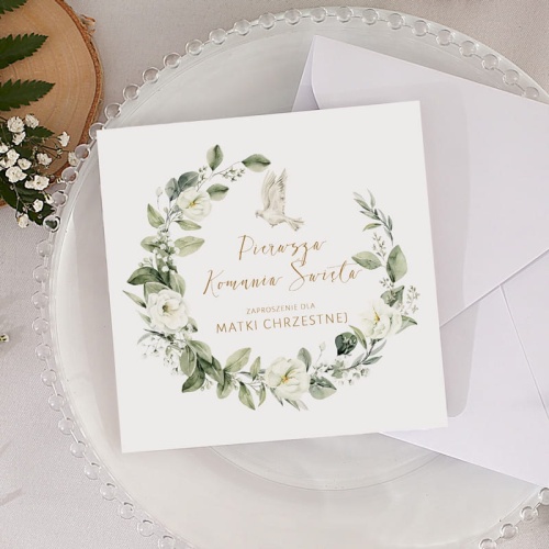 Zaproszenie komunijne dla matki chrzestnej.