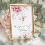 TABLICZKA na stolik Chrzest Św. Kwiaty (+złota ramka)