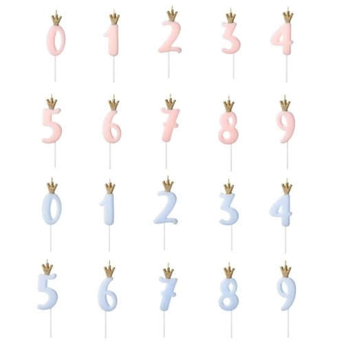 Świeczka urodzinowa na tort. Dekoracja tortu dla dziecka w niebieskim, różowym kolorze.