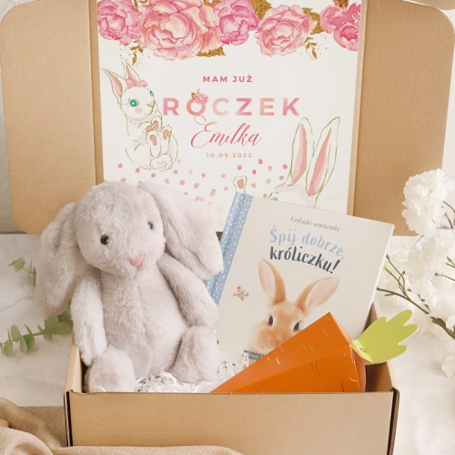PREZENT na Roczek Zajączki DLA DZIEWCZYNKI w pudełku