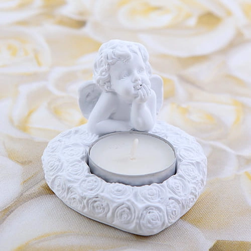 ŚWIECZNIK na tealight Aniołek serce w kwiatach OSTATNIA SZTUKA