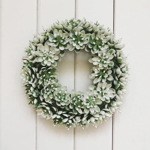 WIANEK dekoracyjny Biało-zielone Listki 20cm