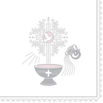 Serwetki Chrzcielnica Różowa 33x33cm 20szt