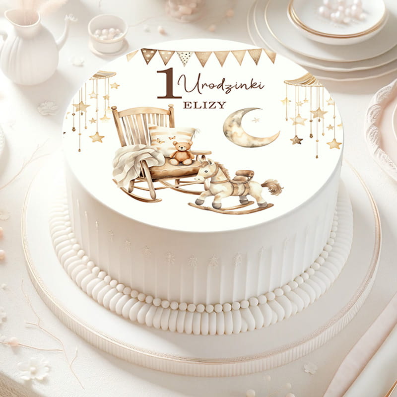 Opłatki do dekoracji tortu na roczek i urodziny dziecka