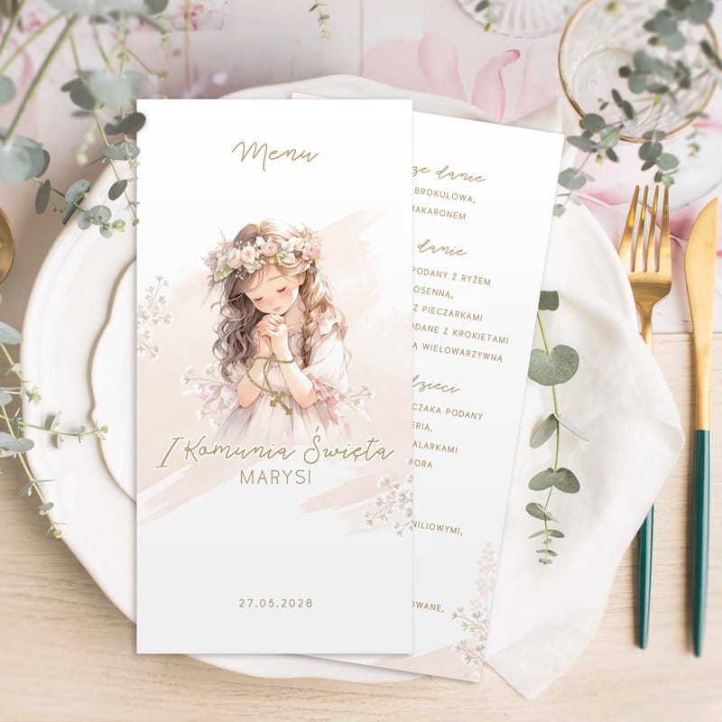 Karta Dań MENU Komunia Święta Dziewczynki 2026