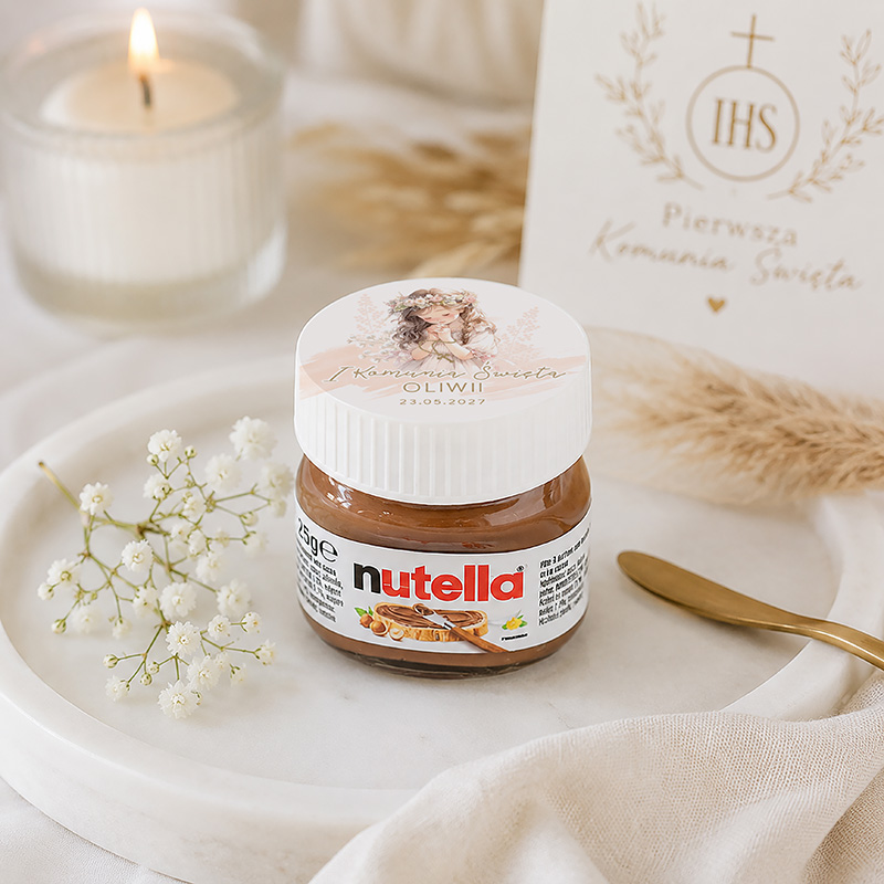 NUTELLA mini Podziękowanie dla Gości Komunia Dziewczynki